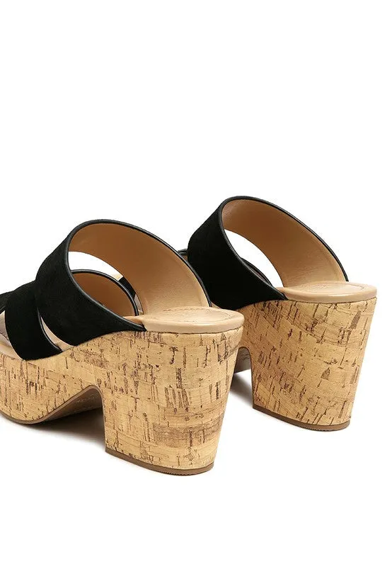 Rag & Co Gerd Block Heeled Suede Platform Slip-On Sandal