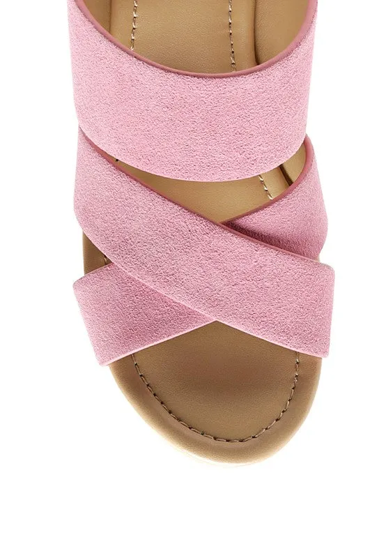 Rag & Co Gerd Block Heeled Suede Platform Slip-On Sandal