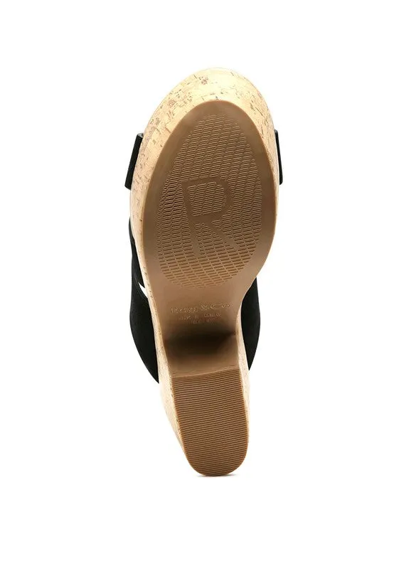 Rag & Co Gerd Block Heeled Suede Platform Slip-On Sandal