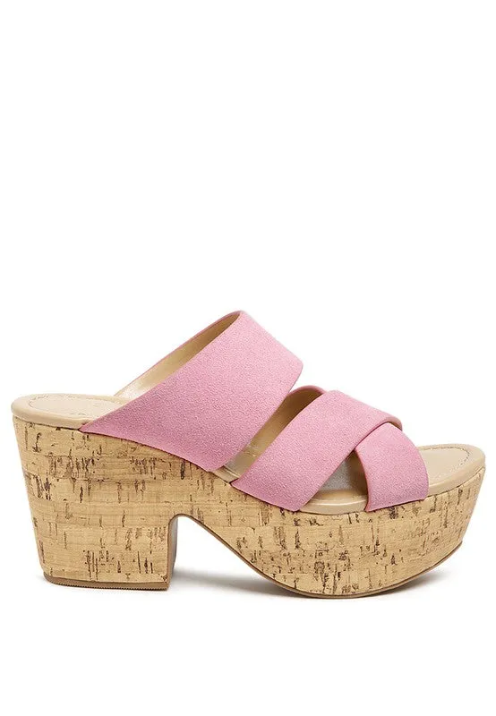 Rag & Co Gerd Block Heeled Suede Platform Slip-On Sandal