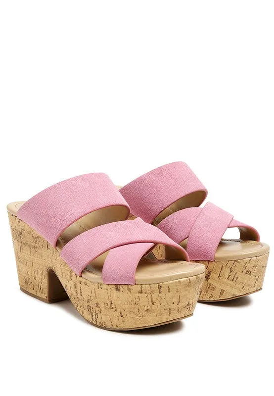 Rag & Co Gerd Block Heeled Suede Platform Slip-On Sandal