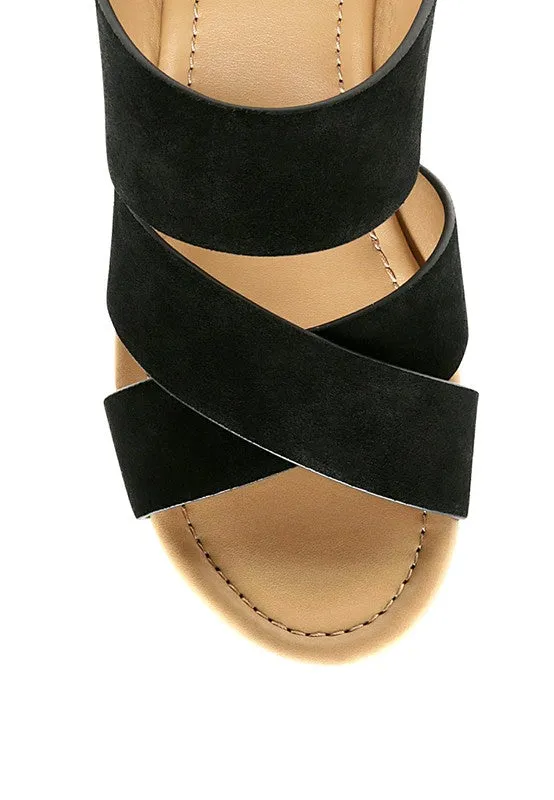 Rag & Co Gerd Block Heeled Suede Platform Slip-On Sandal