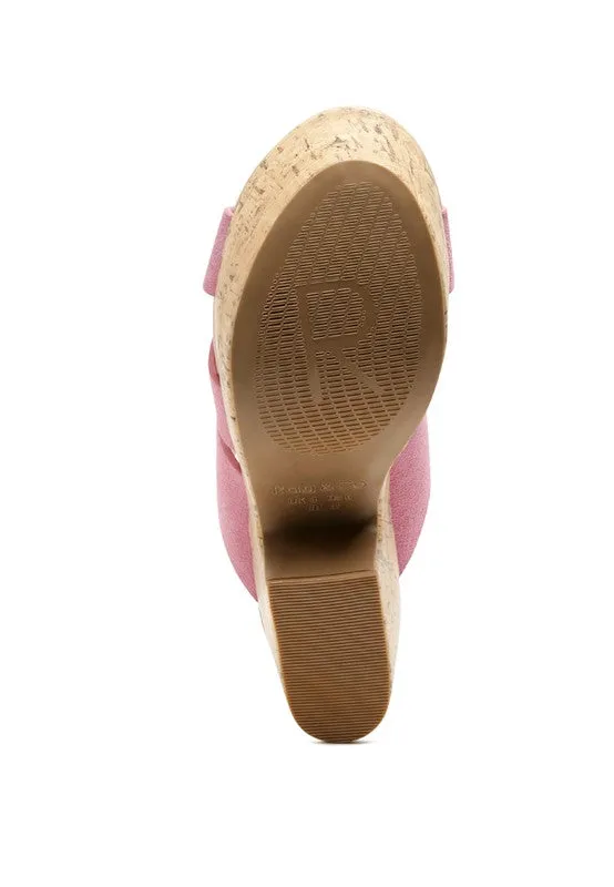 Rag & Co Gerd Block Heeled Suede Platform Slip-On Sandal