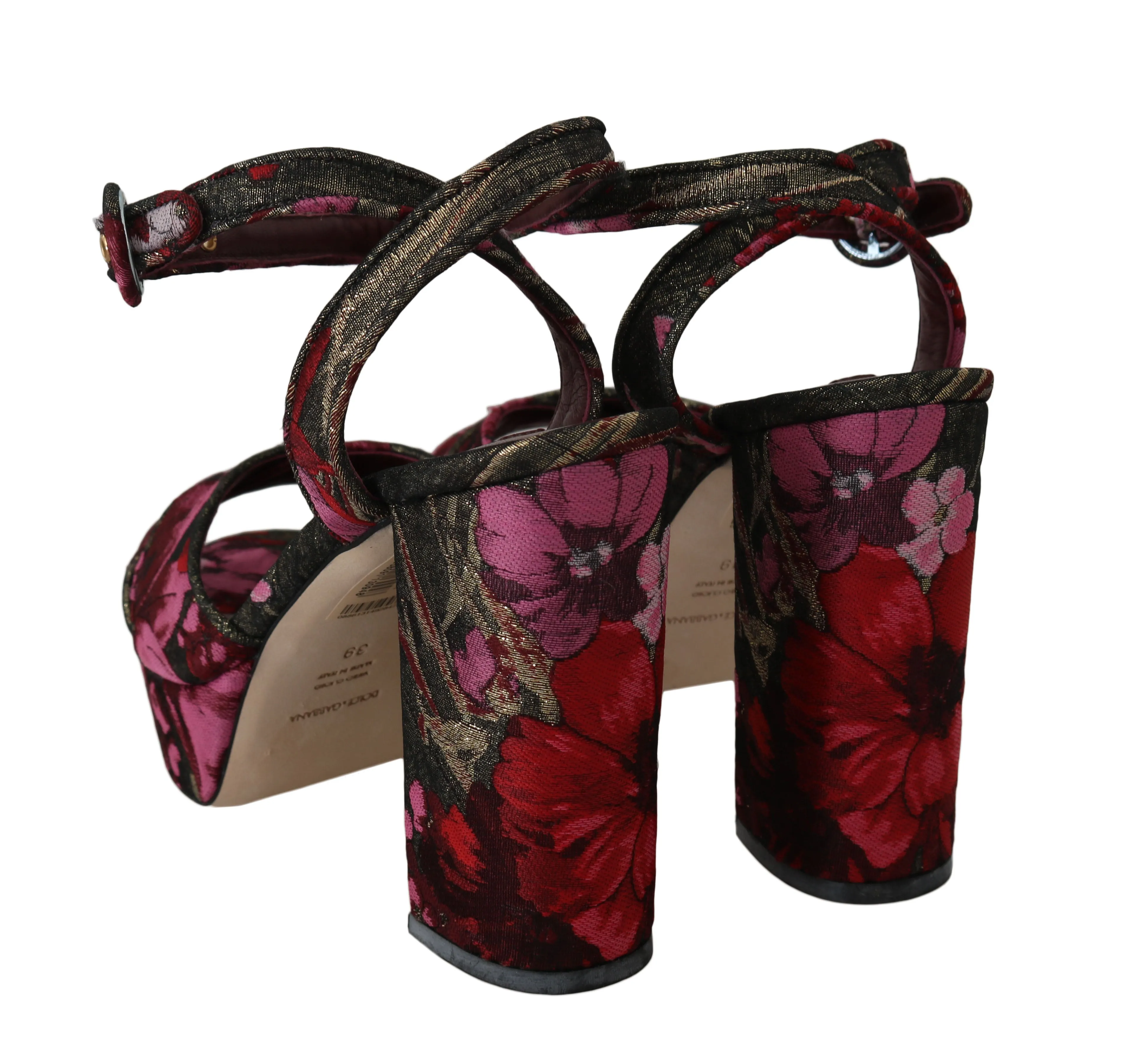 Red Floral Jacquard Sandals Platform