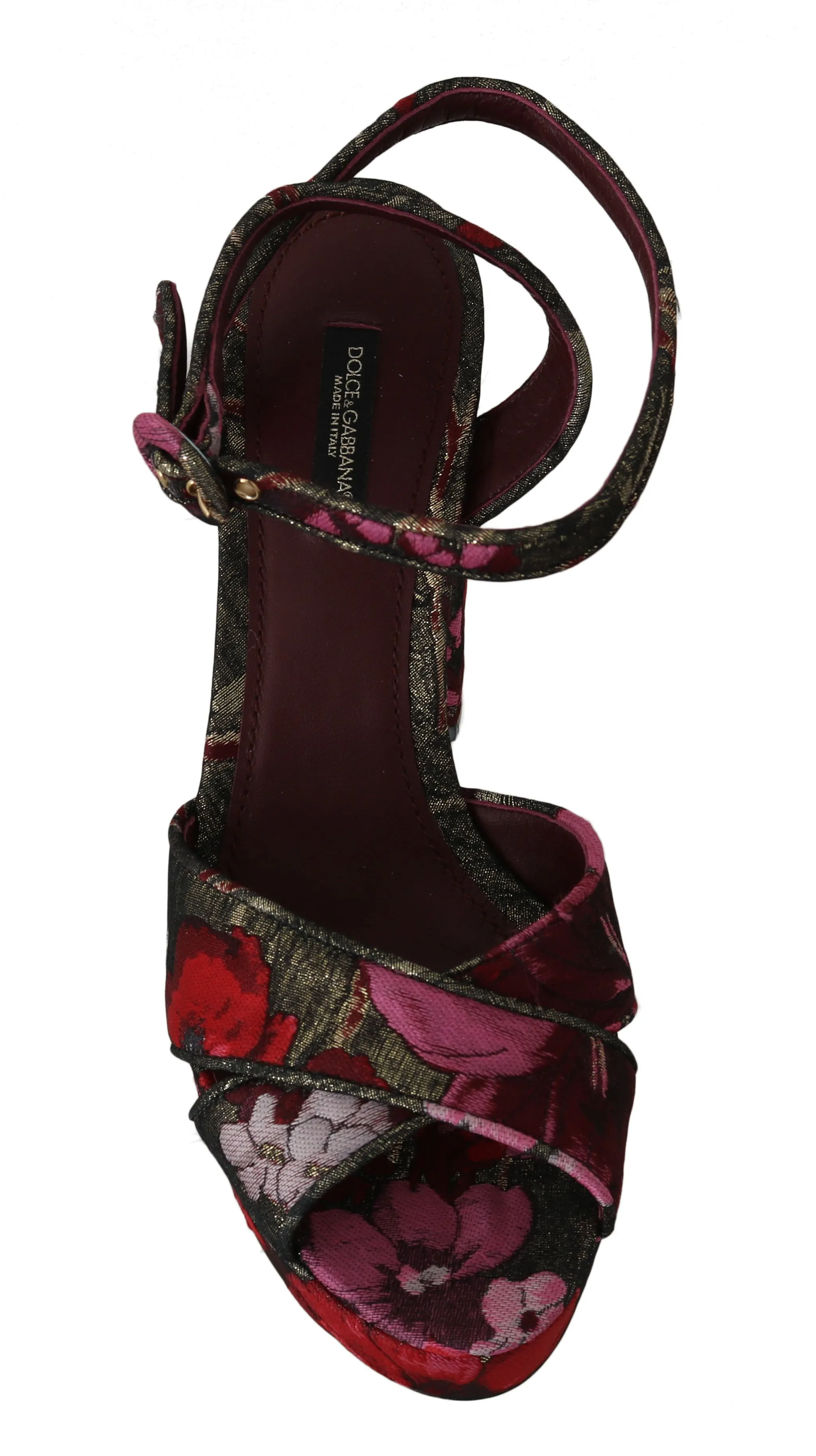 Red Floral Jacquard Sandals Platform