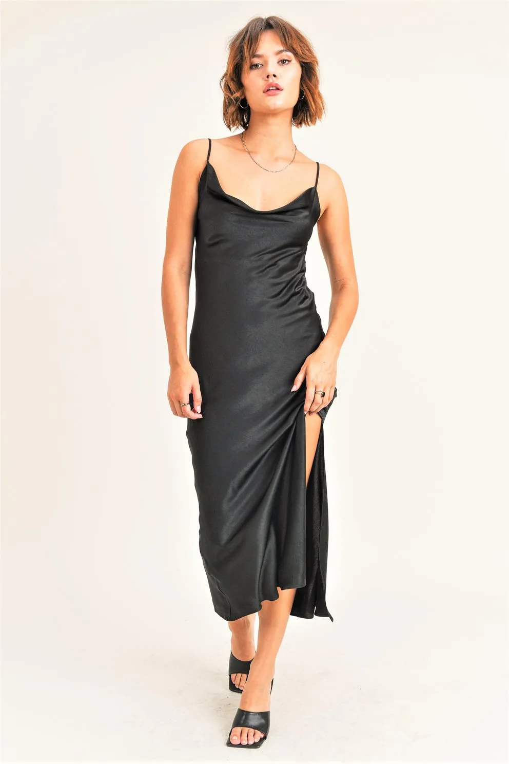 Reset By Jane Sleeveless No Zipper Silky Midi "Florence" Dress