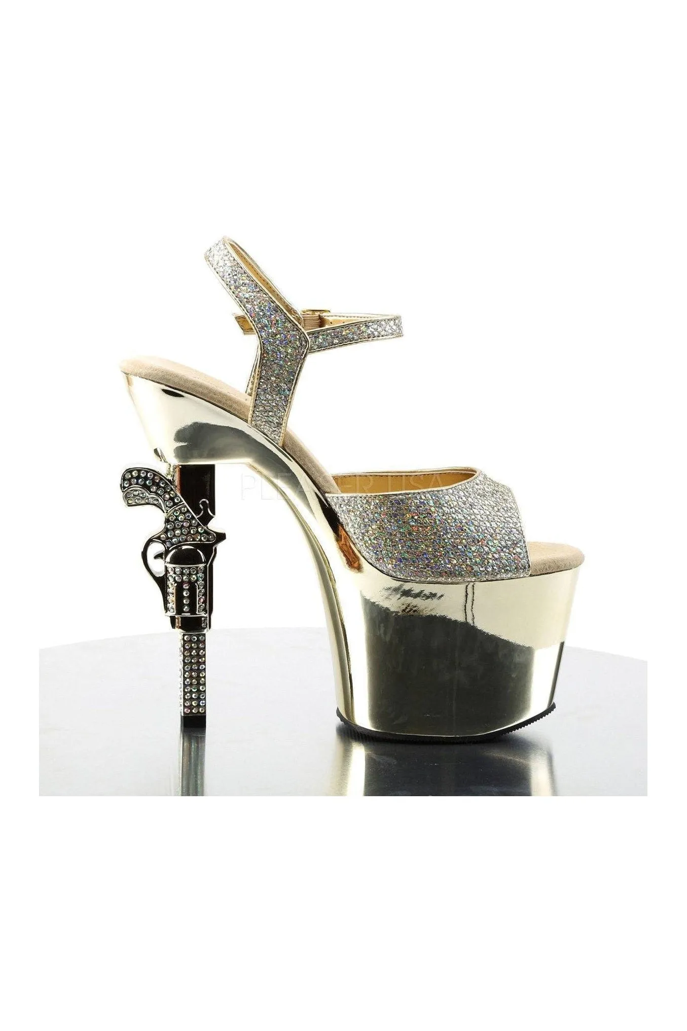 REVOLVER-709G Platform Sandal  | Gold Glitter