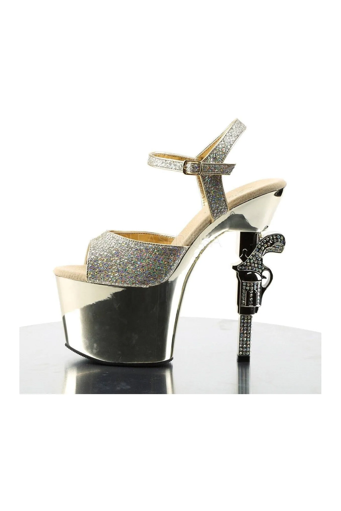 REVOLVER-709G Platform Sandal  | Gold Glitter