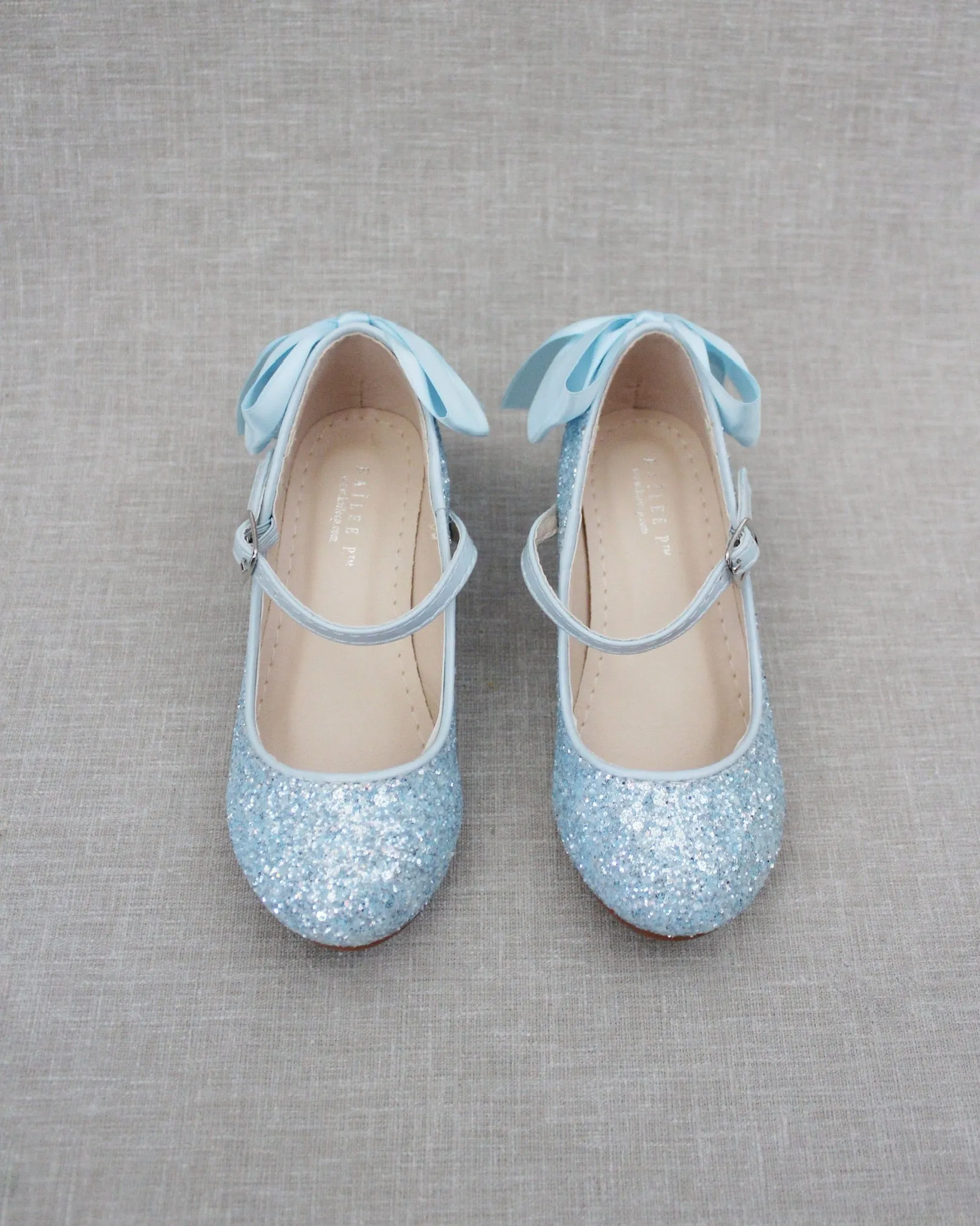 Rock Glitter Mary Jane Heels with Satin Bow for Girls