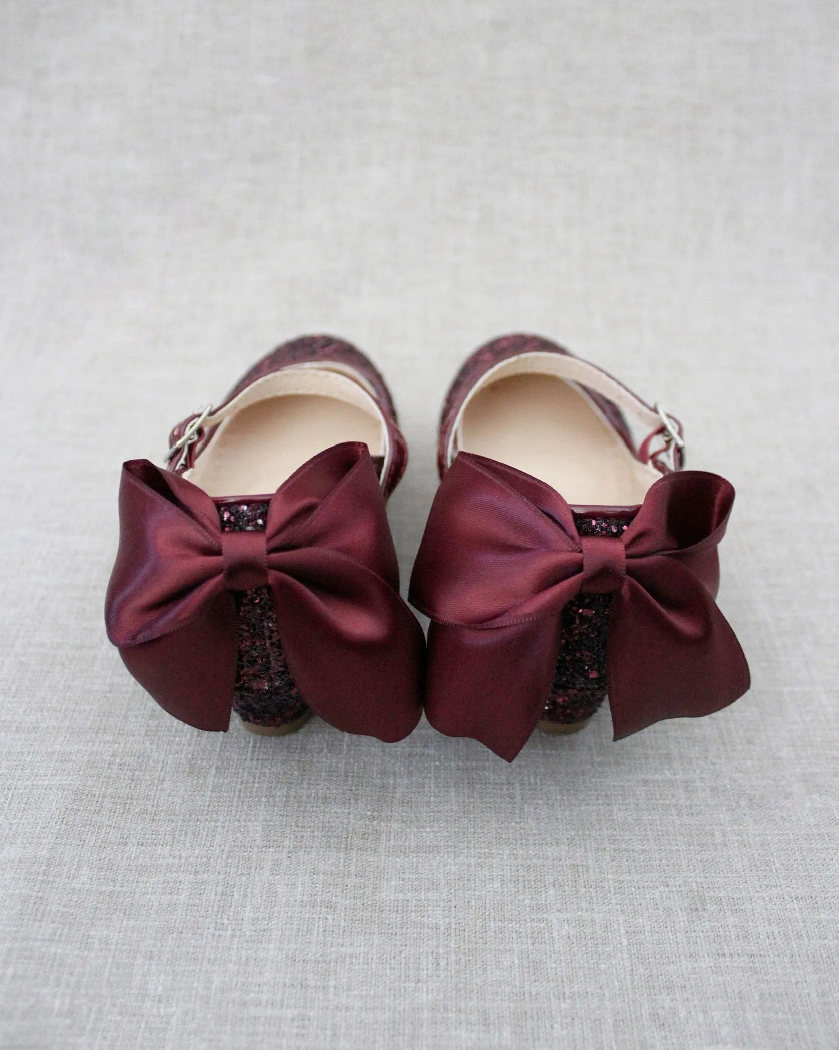 Rock Glitter Mary Jane Heels with Satin Bow for Girls