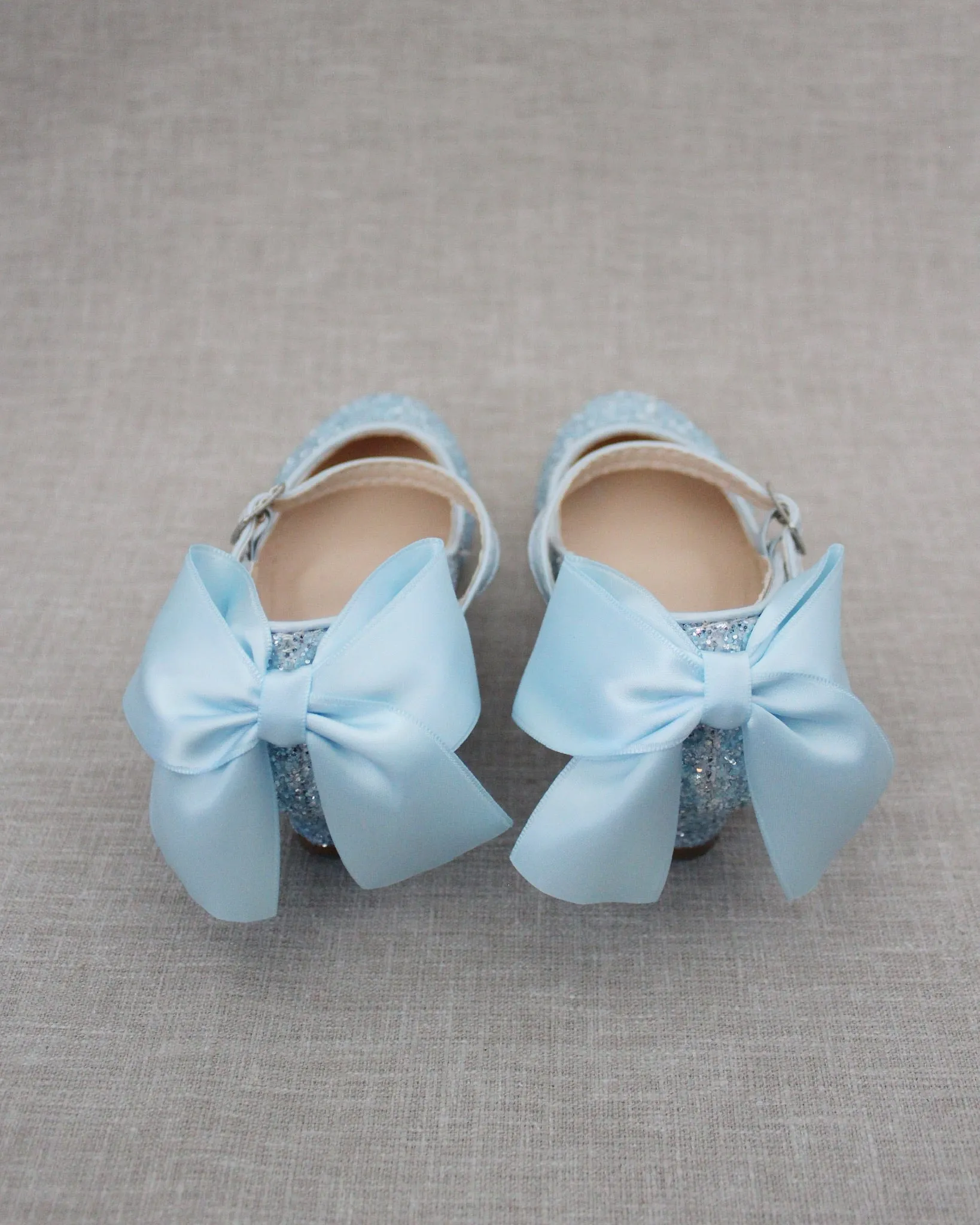 Rock Glitter Mary Jane Heels with Satin Bow for Girls