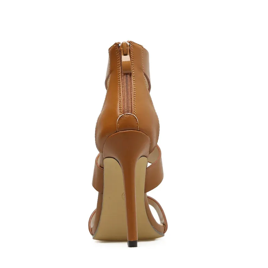 Roman shoes women's slim heels wholesale in stock hollowed out sexy fashionable back zipper high-heeled women's sandals