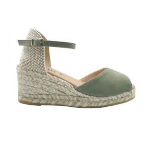 RONNY Light green wedge espadrilles