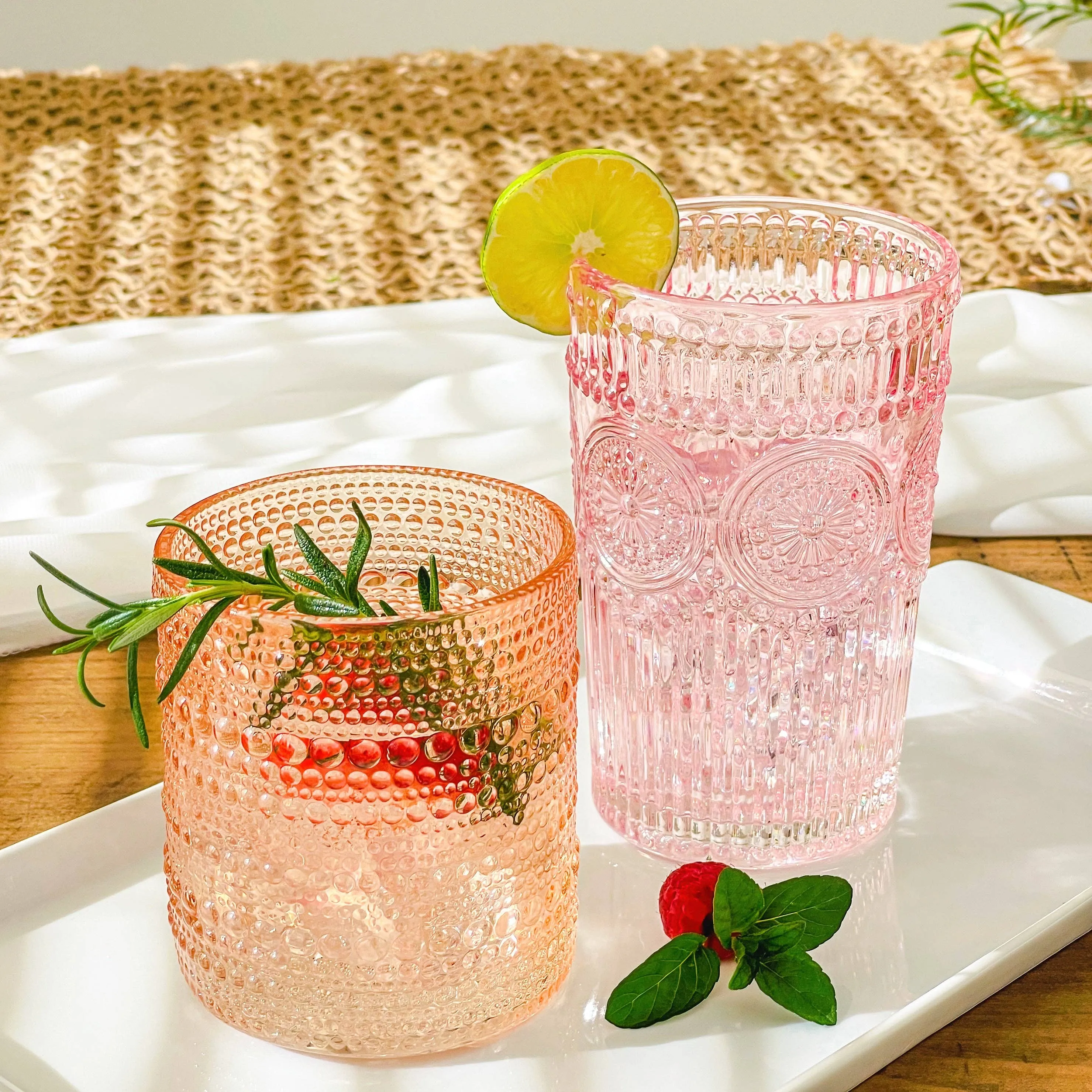Rose Gold Old Fashion Drinking Glasses (set of 6)