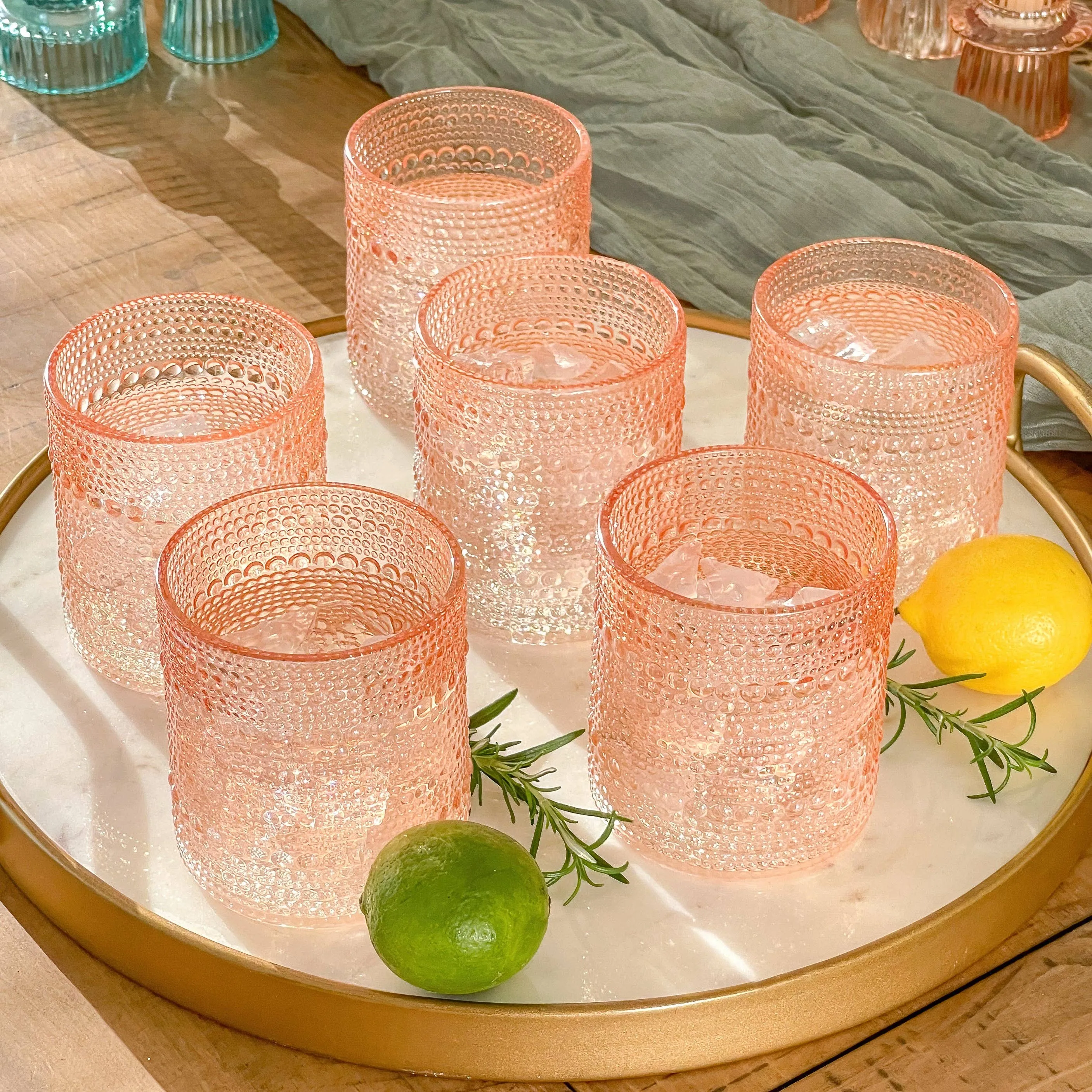 Rose Gold Old Fashion Drinking Glasses (set of 6)