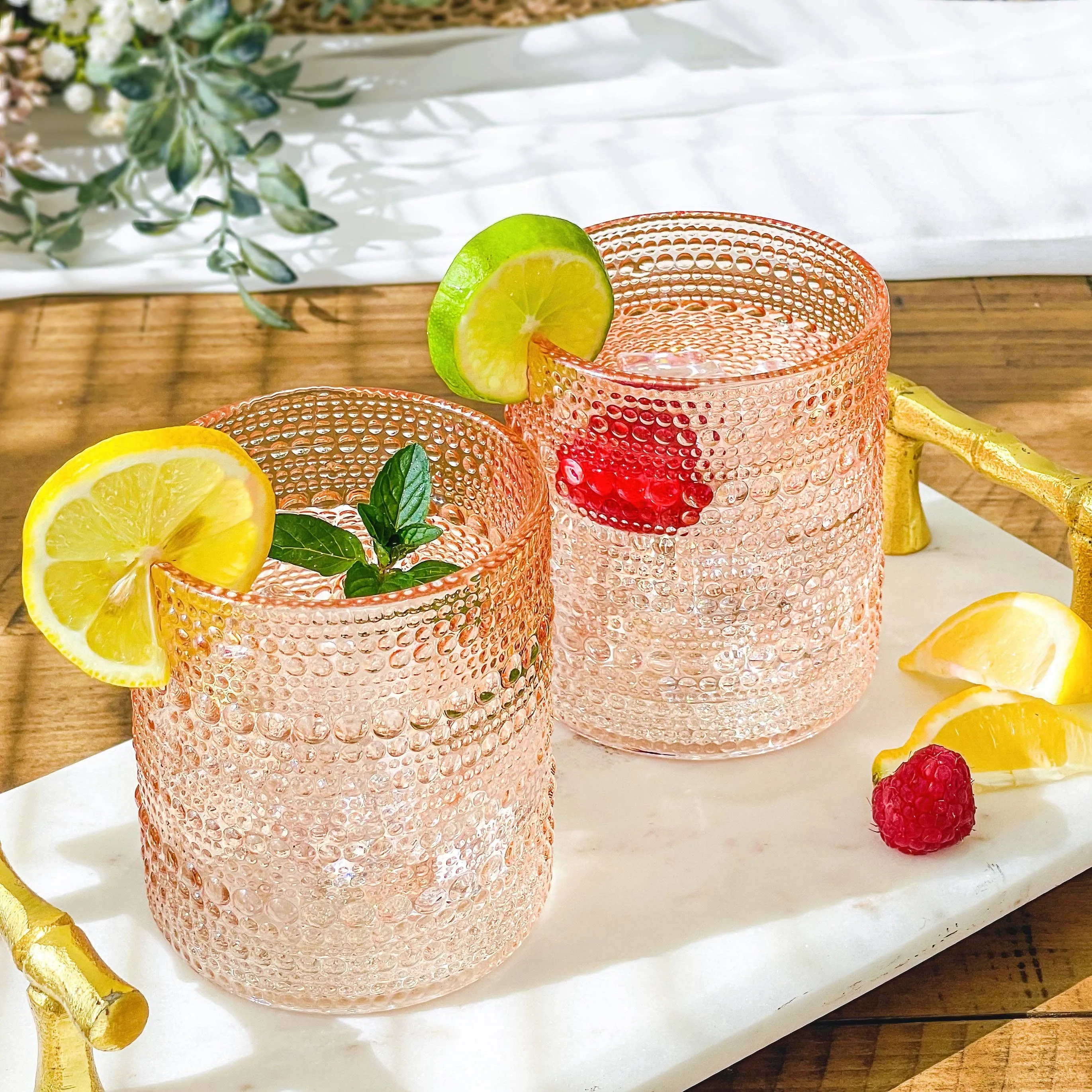 Rose Gold Old Fashion Drinking Glasses (set of 6)