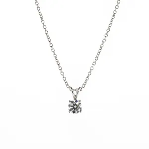 Round Brilliant Diamond Solitaire Platinum Necklace