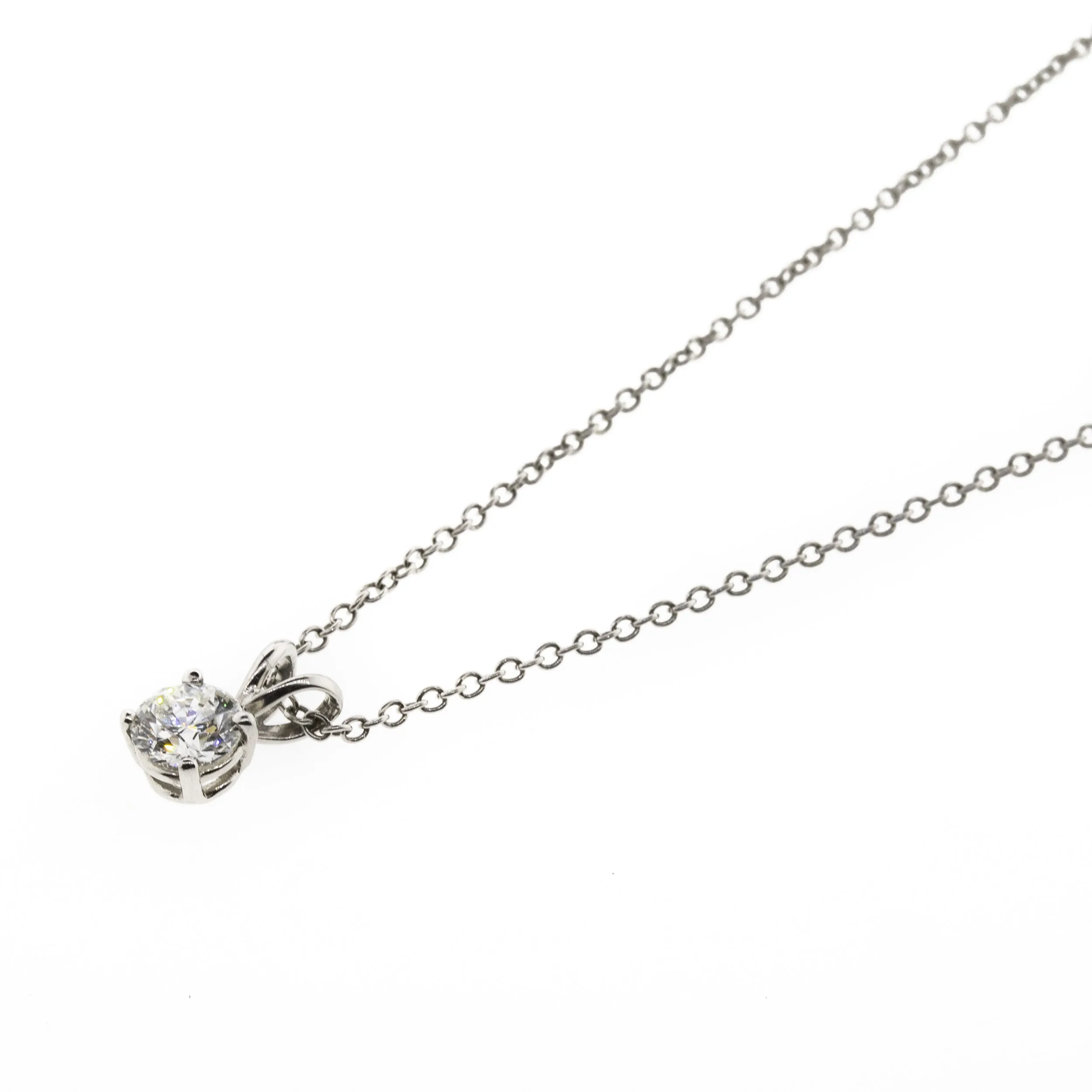 Round Brilliant Diamond Solitaire Platinum Necklace