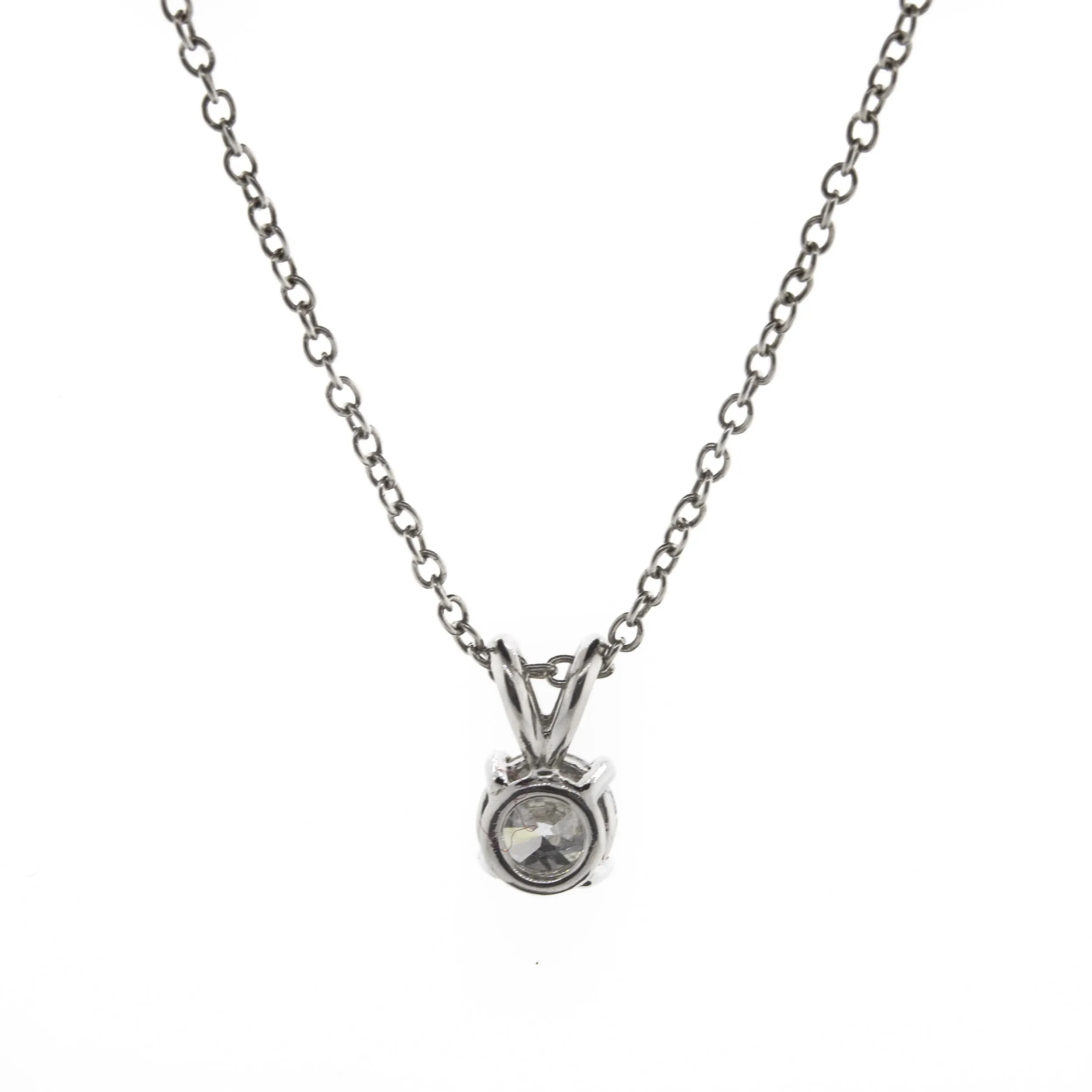 Round Brilliant Diamond Solitaire Platinum Necklace