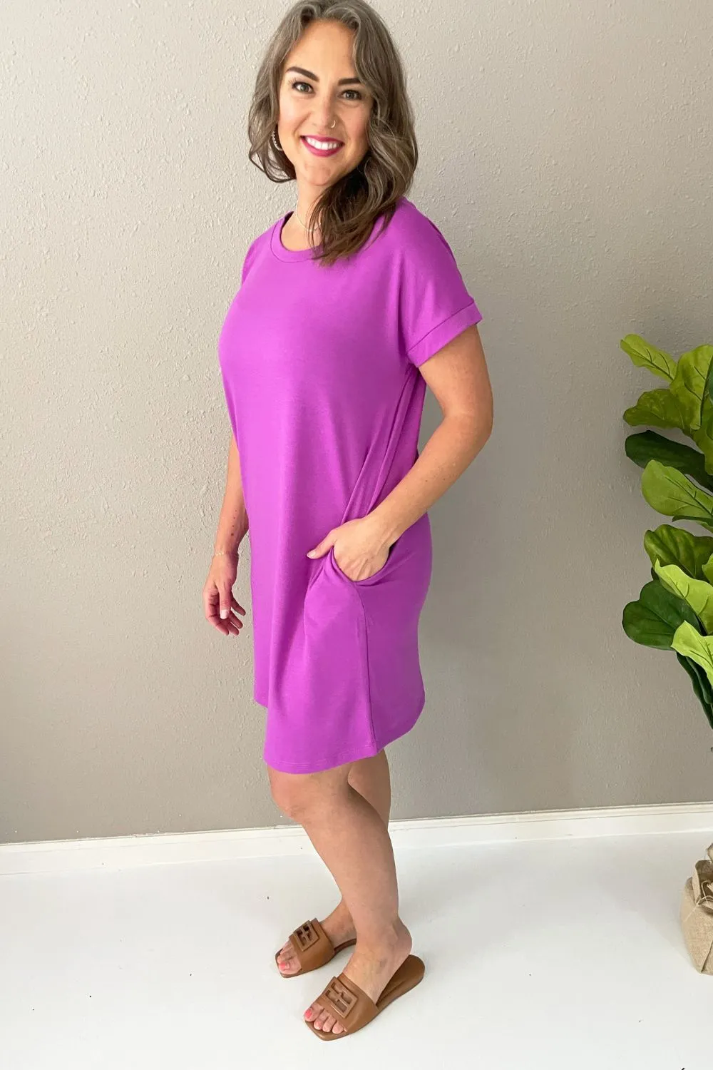 Round Neck Solid Everyday Dress