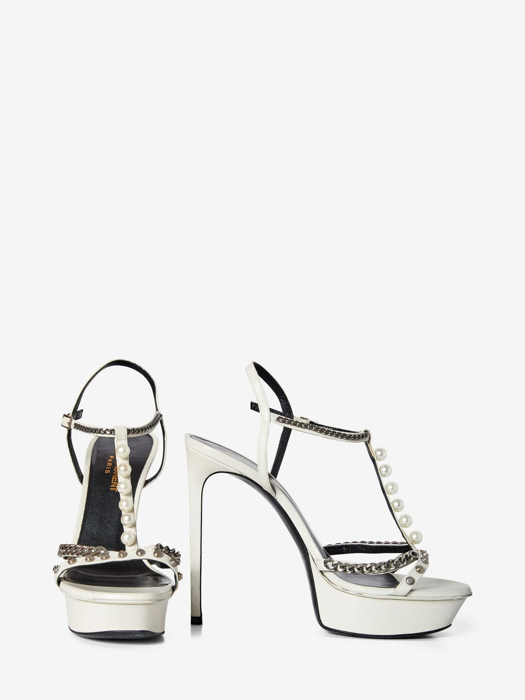 SAINT LAURENT LEATHER PEARL HEELS