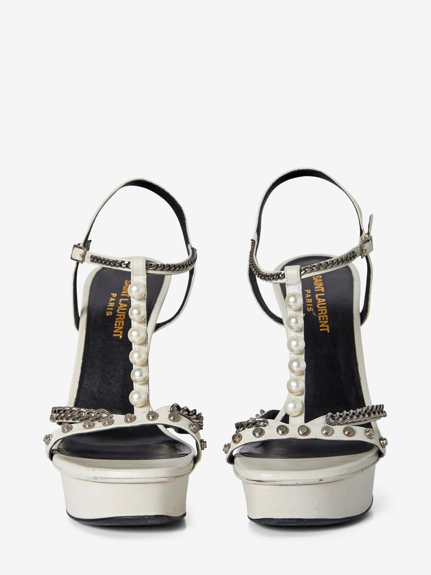 SAINT LAURENT LEATHER PEARL HEELS