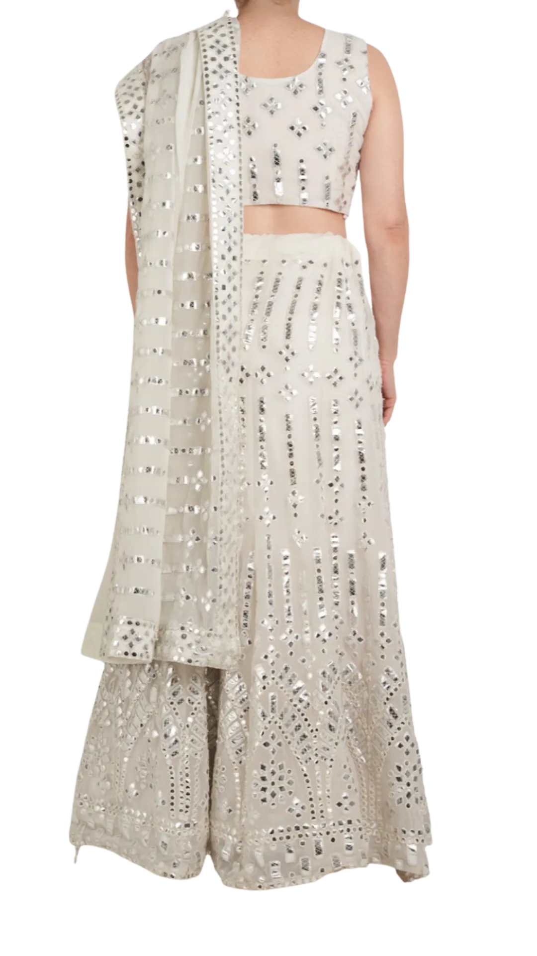 SAMPLE SALE: White Mirrored Lehenga