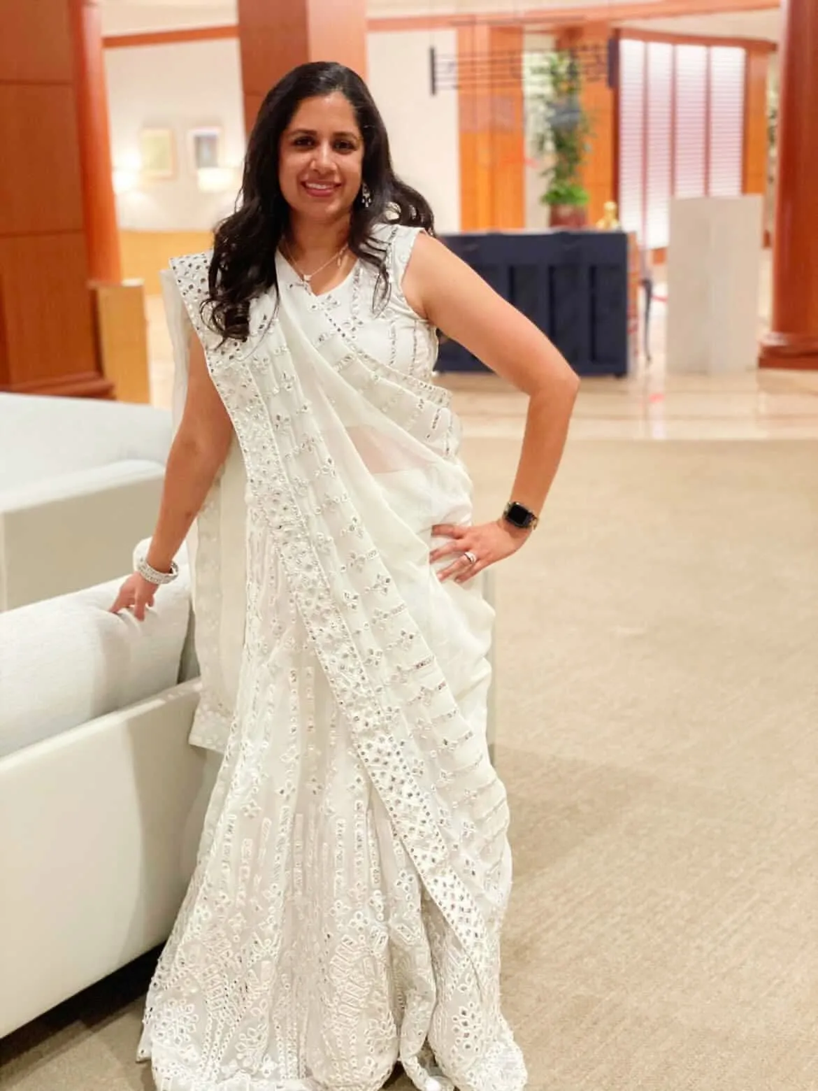 SAMPLE SALE: White Mirrored Lehenga