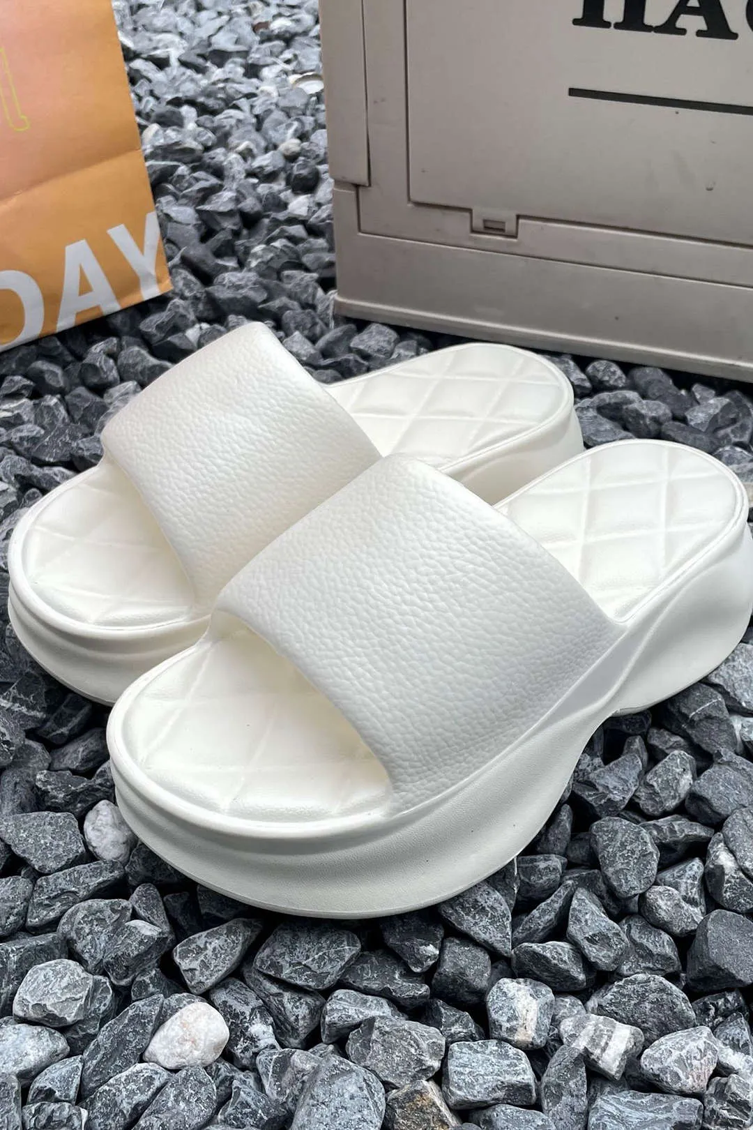 Selene - Trendy Quilted Platform Woman's Slide Sandals