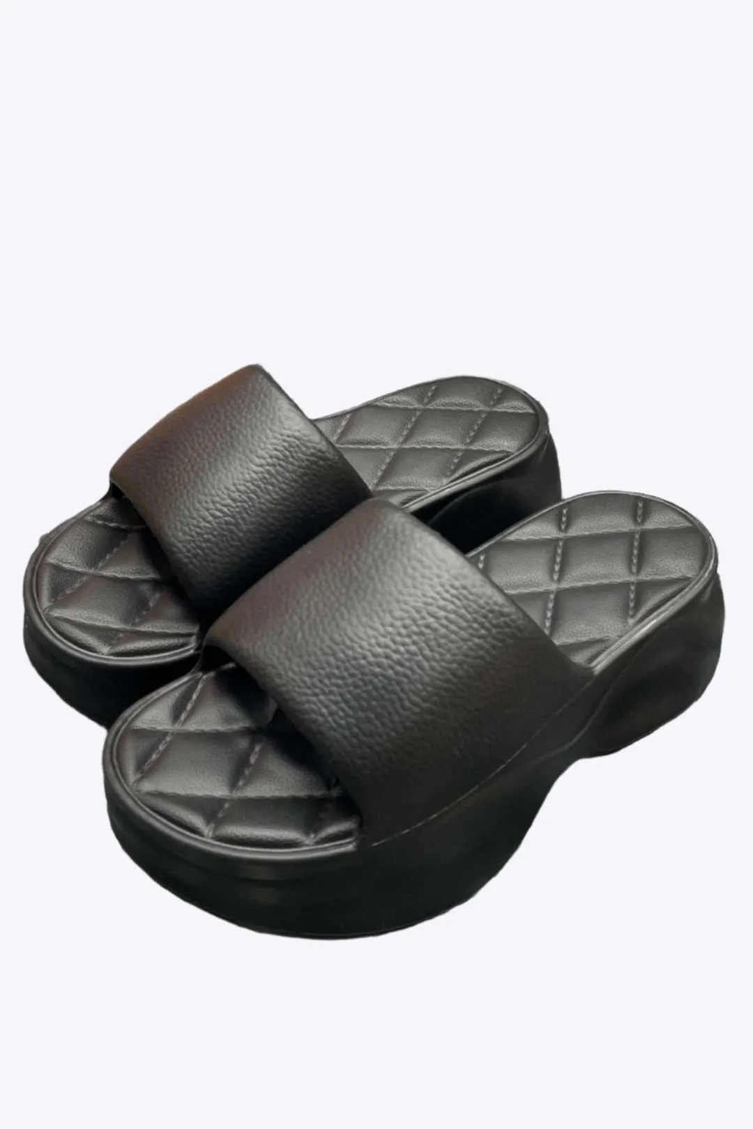 Selene - Trendy Quilted Platform Woman's Slide Sandals