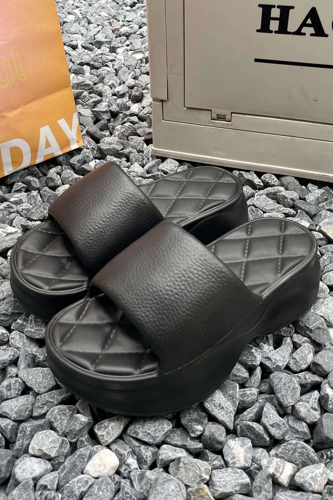 Selene - Trendy Quilted Platform Woman's Slide Sandals