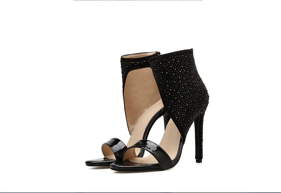 Sexy Black Rhinestones high Heels