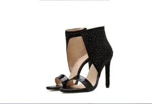 Sexy Black Rhinestones high Heels