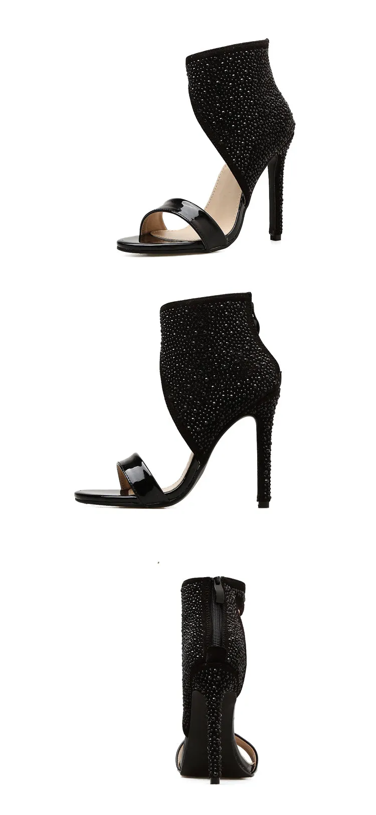 Sexy Black Rhinestones high Heels