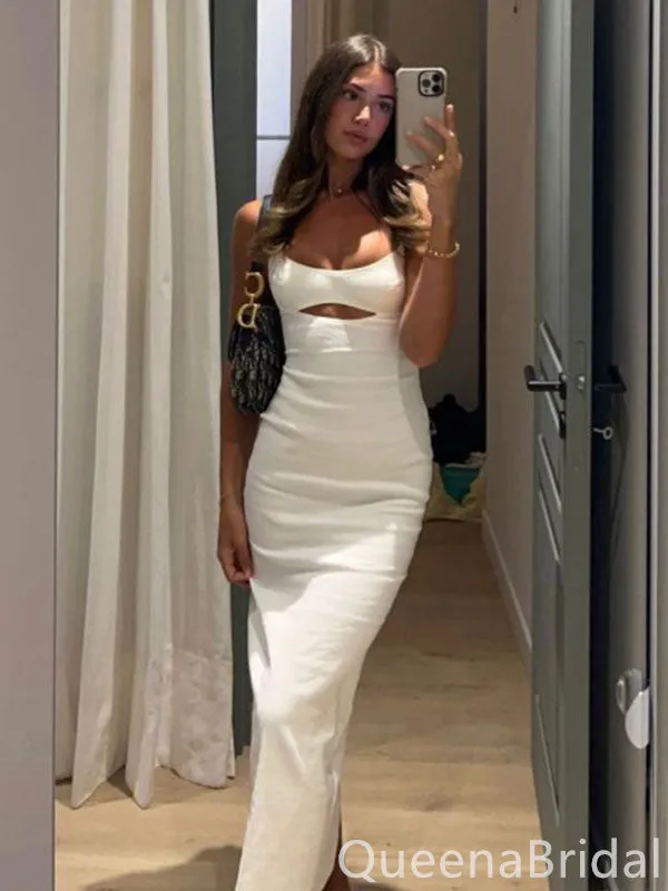 Sexy Ivory Mermaid Spaghetti Straps Long Prom Dresses ,WGP1635