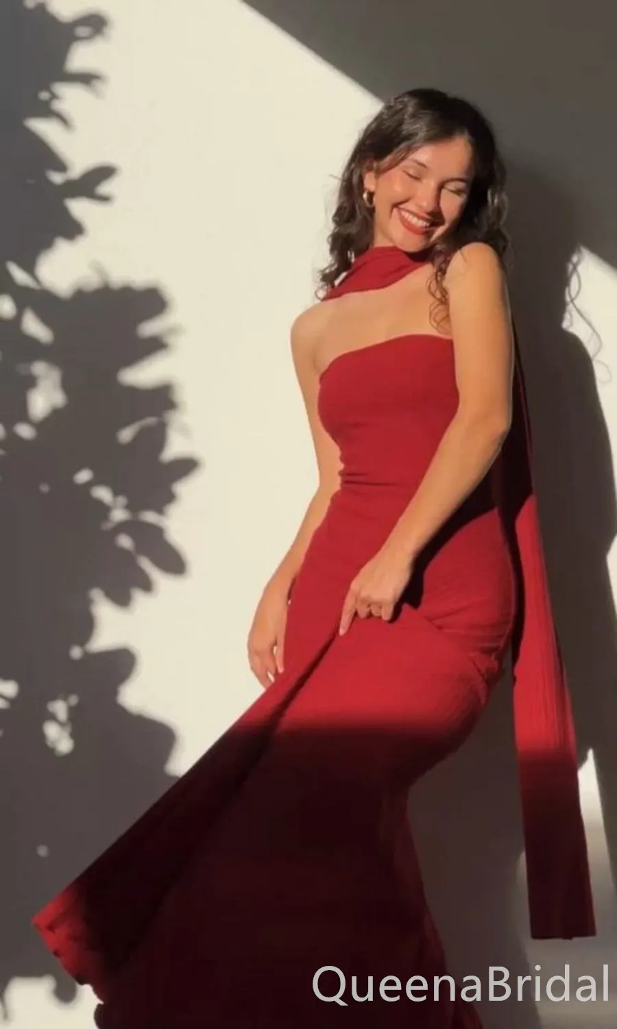 Sexy Red Strapless Mermaid Long Prom Dresses ,WGP1631