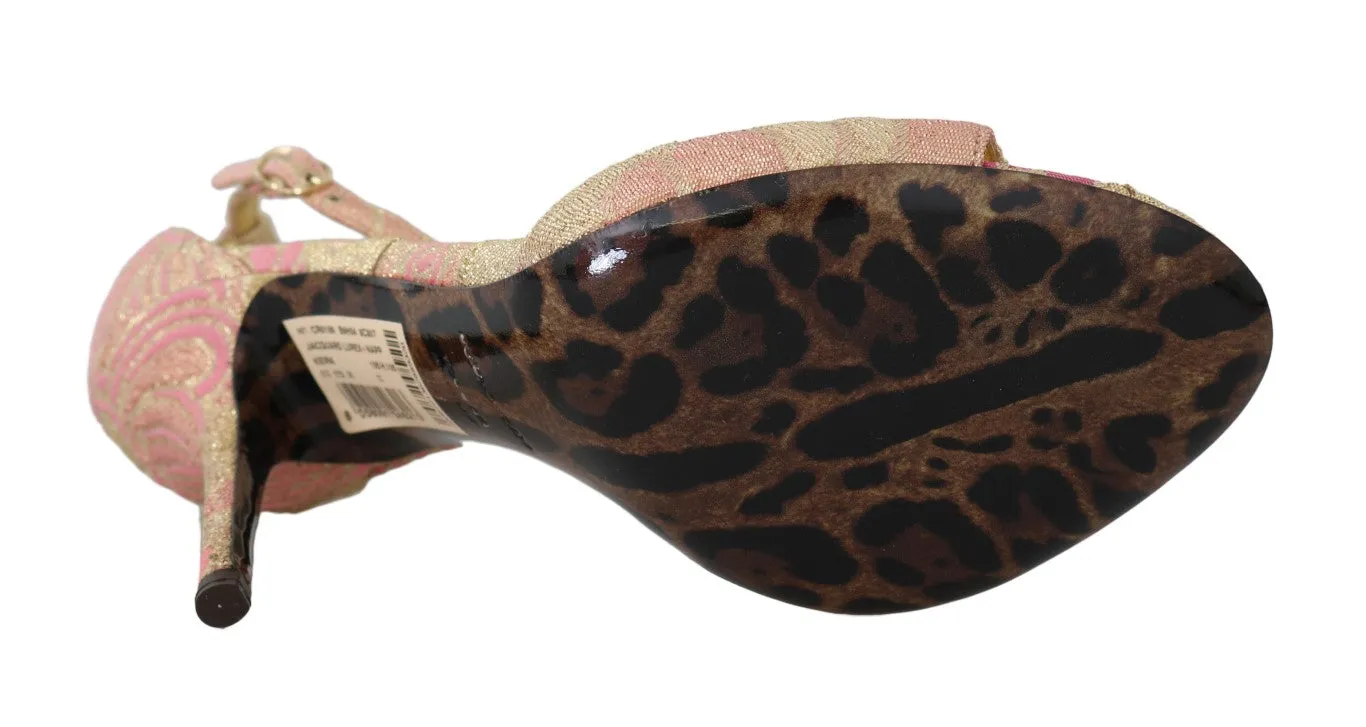 Shoes Gold Pink Brocade Heels Sandal