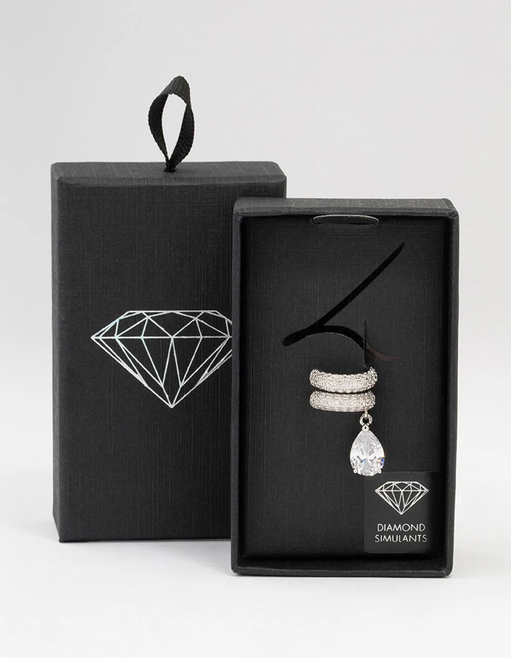 Silver Plated Cubic Zirconia Cuff Earrings 2-Pack