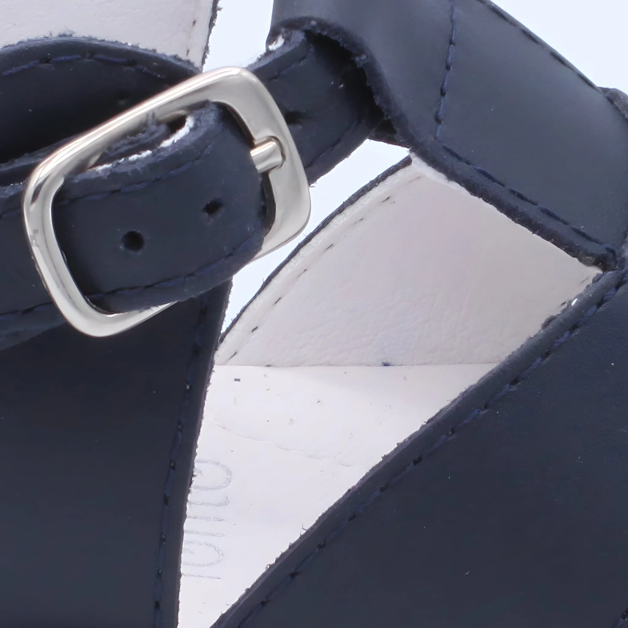 'Silvio' Boys Navy Leather T-Bar Sandals