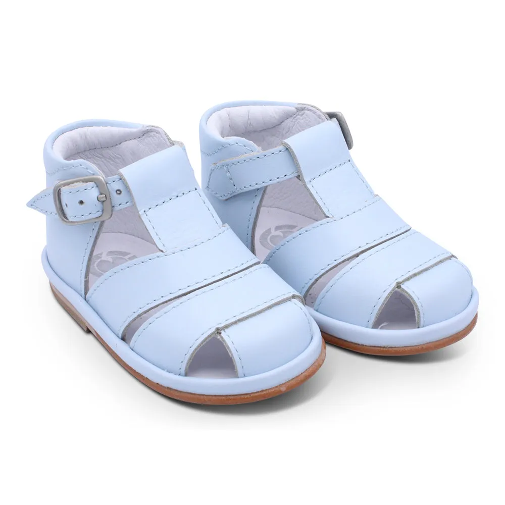 'Silvio' Boys Pale Blue Leather T-Bar Sandals