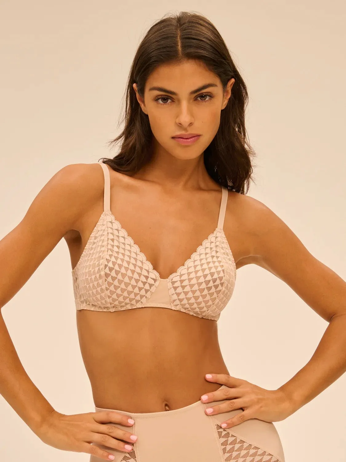 Simone Perele Subtile Wire Free Triangle Bra - Peau Rose