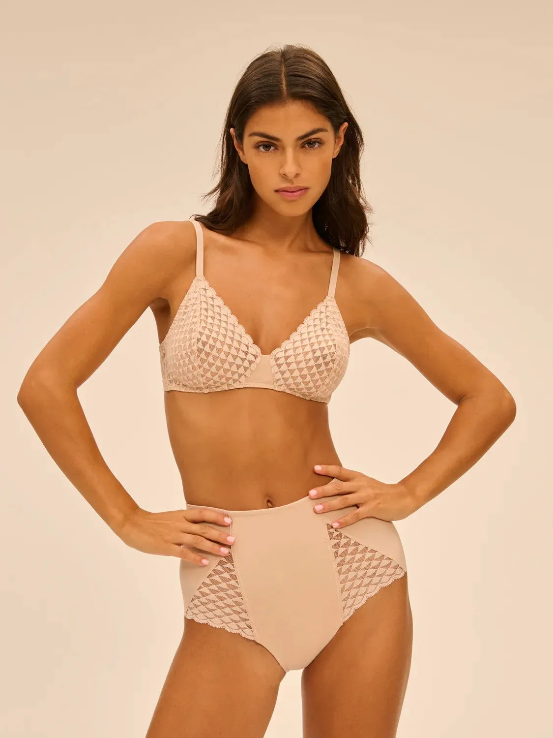 Simone Perele Subtile Wire Free Triangle Bra - Peau Rose