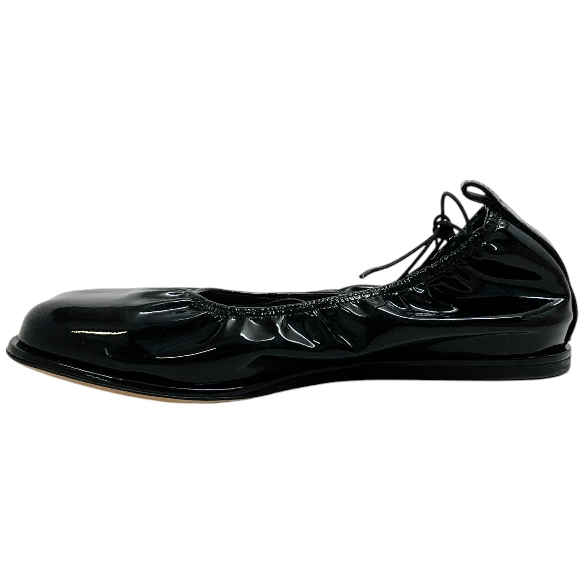 Simone Rocha Black Patent Leather Lace Up Heart Toe Ballet Flats