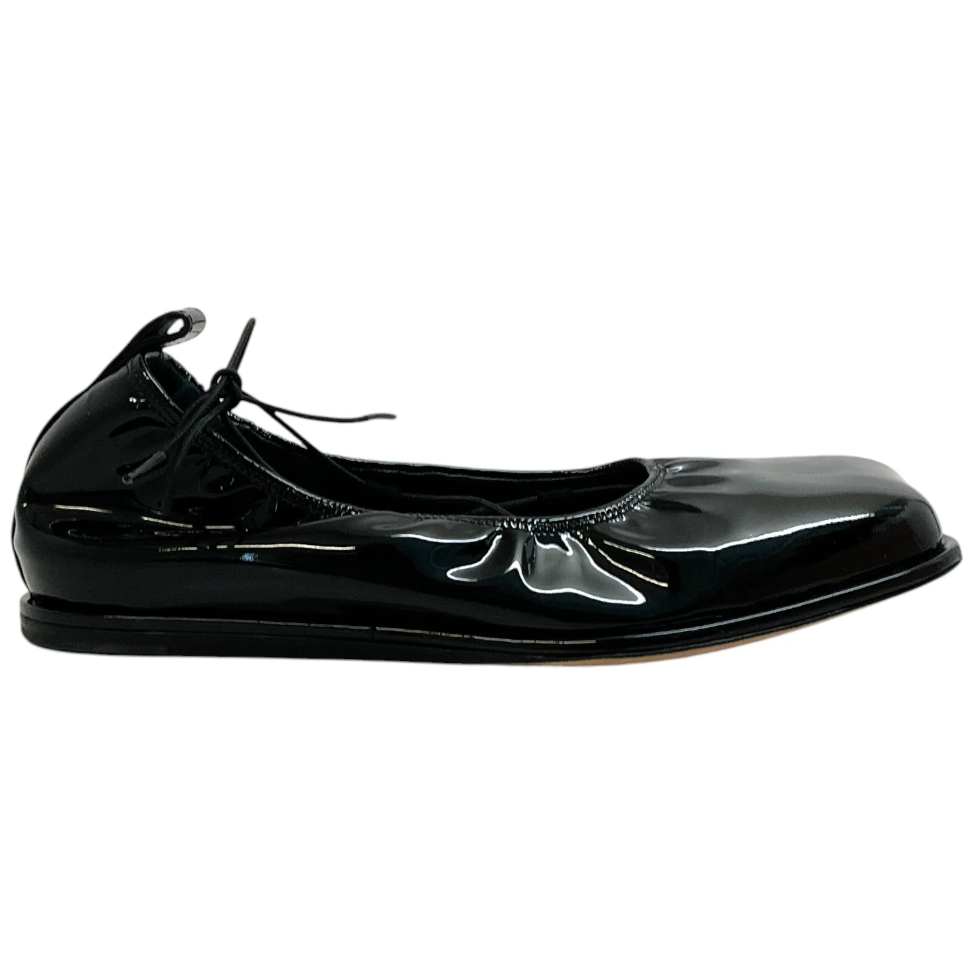 Simone Rocha Black Patent Leather Lace Up Heart Toe Ballet Flats