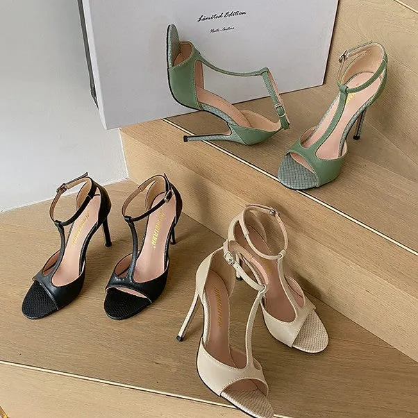 Small Feet T Strap Peep Heeled Sandals DS215