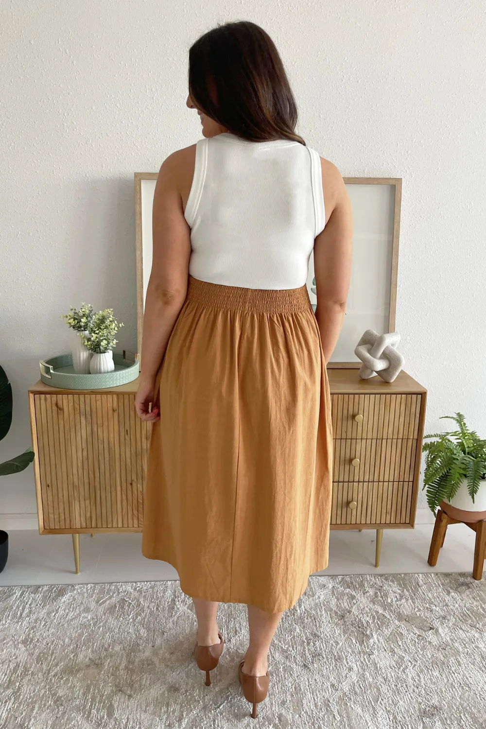 Smocked Waist Midi Dress