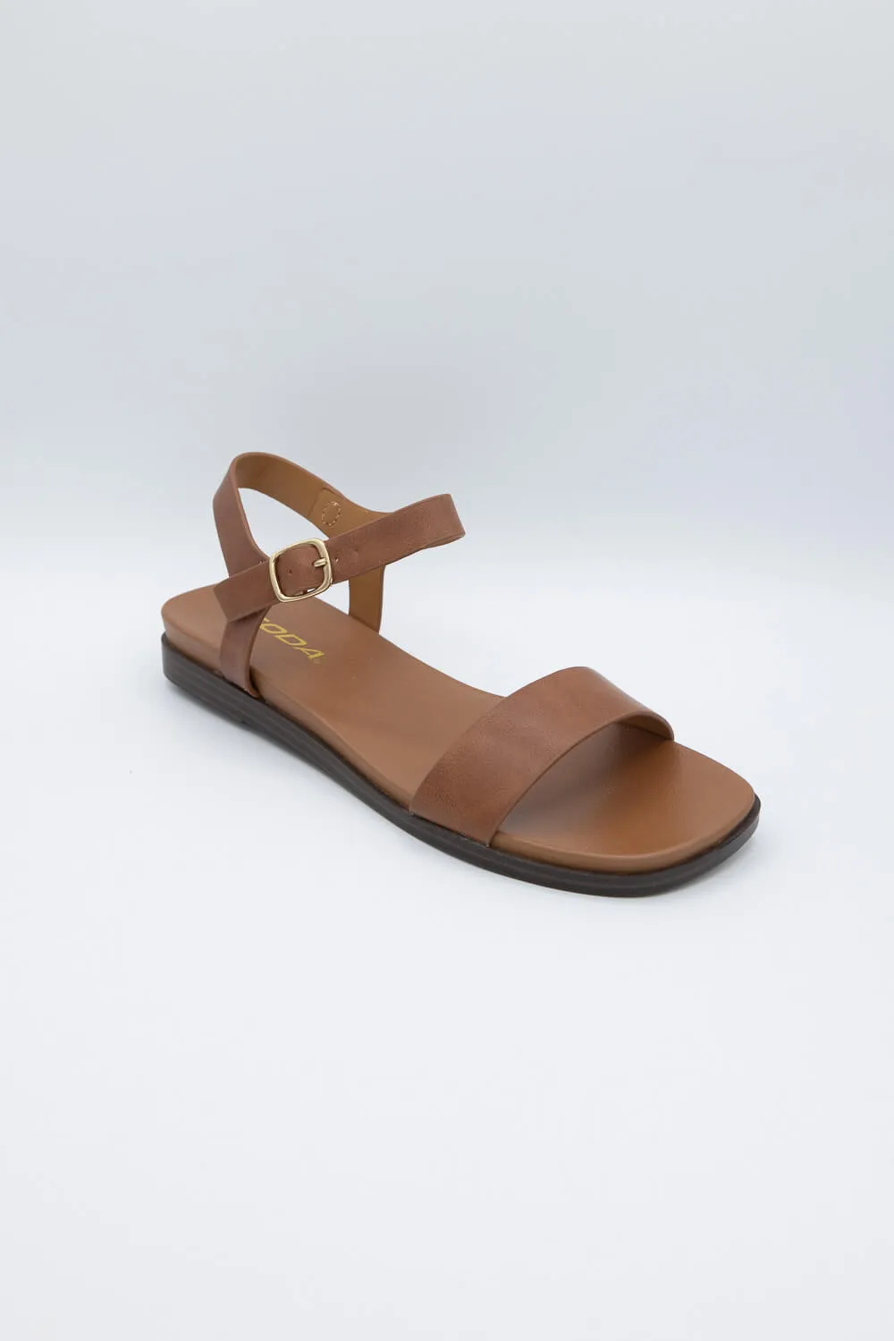 Soda Riddle Band Square Toe Sandals for Women in Tan | RIDDLE-S TAN