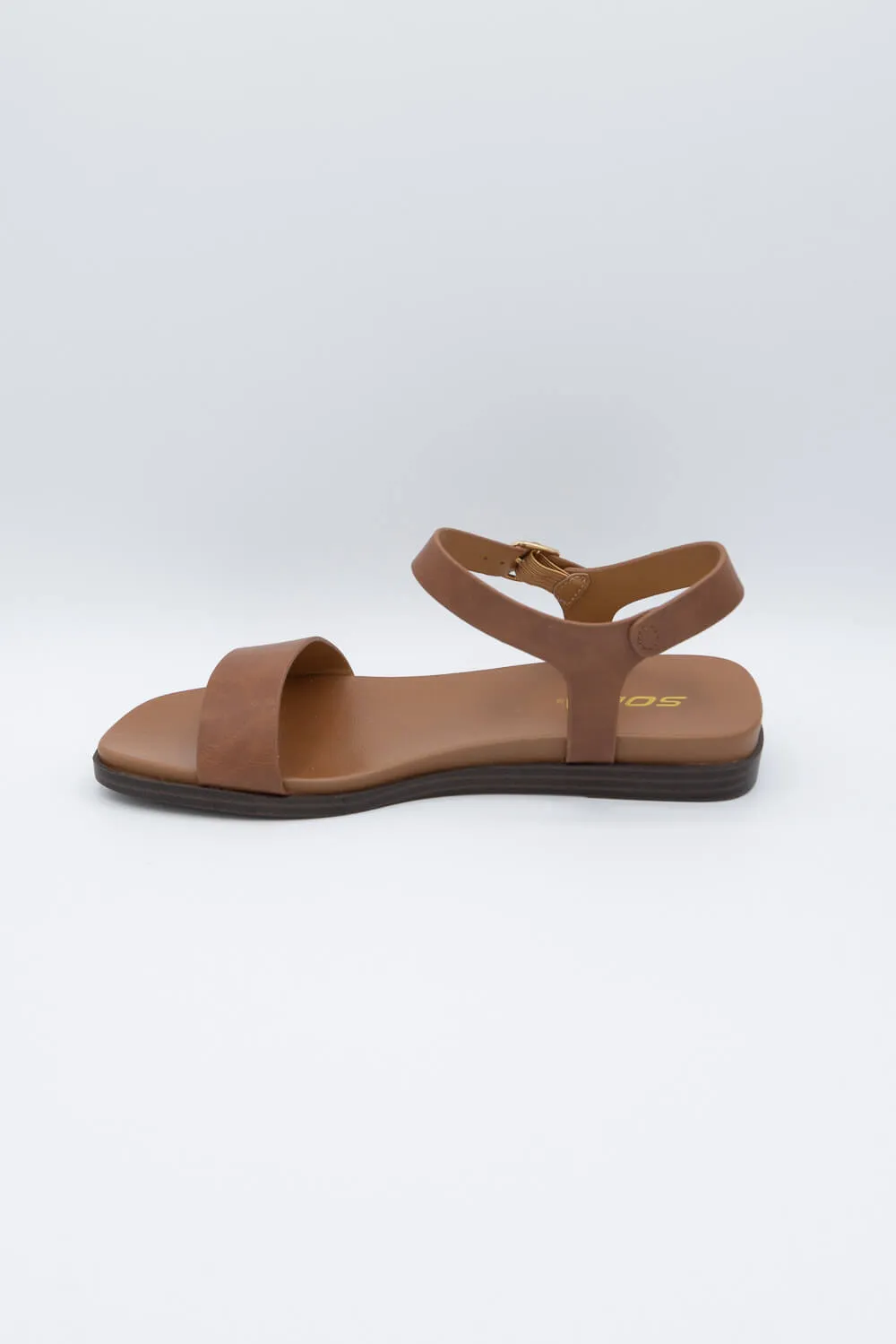 Soda Riddle Band Square Toe Sandals for Women in Tan | RIDDLE-S TAN