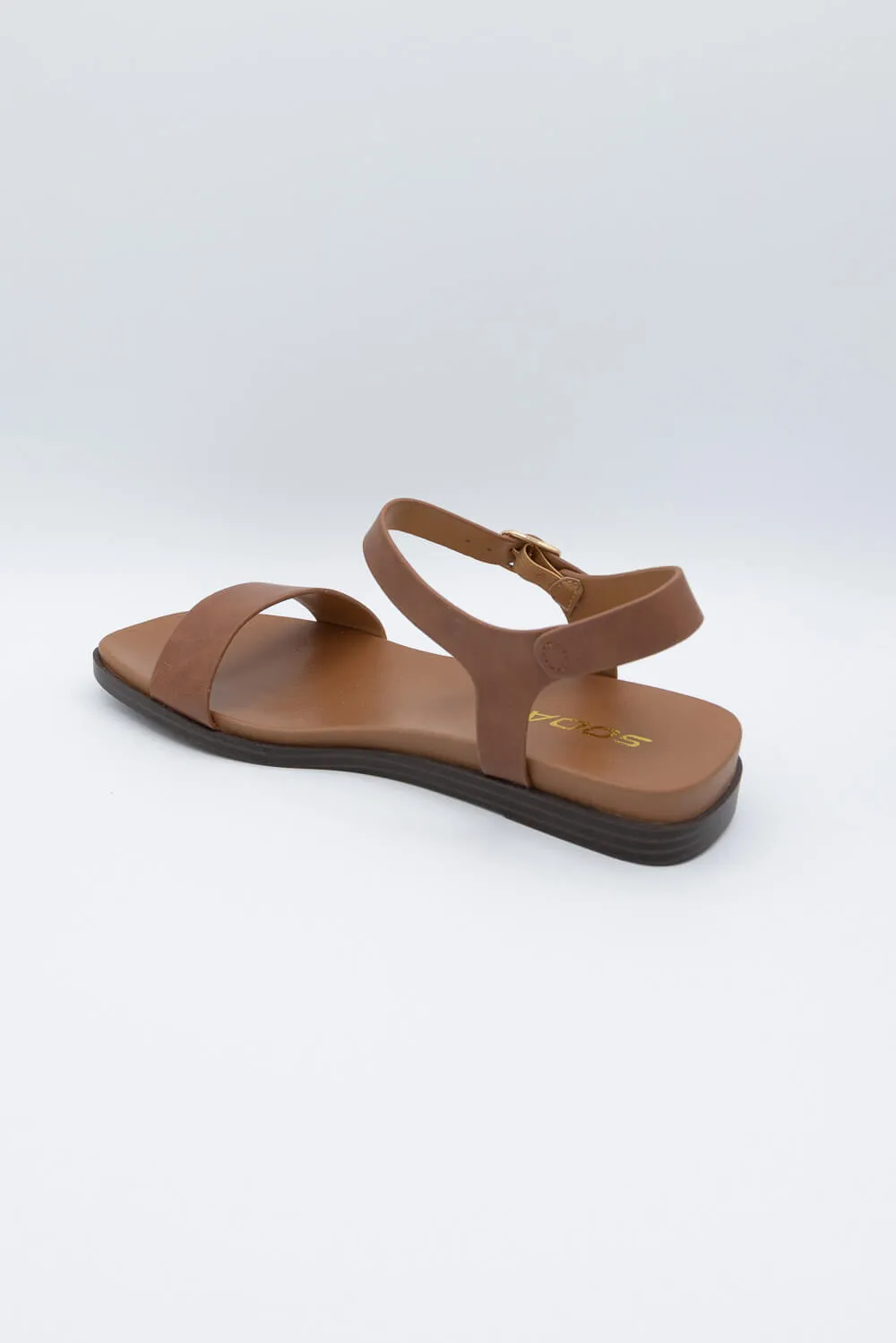 Soda Riddle Band Square Toe Sandals for Women in Tan | RIDDLE-S TAN