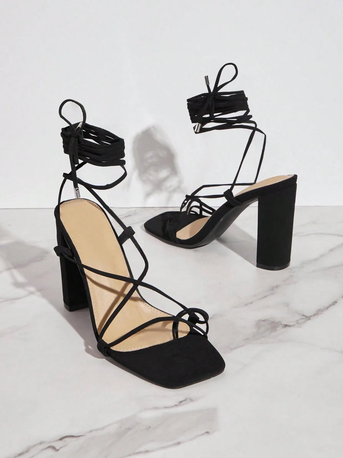 Solid Color Cross Strap High Heel Sandals